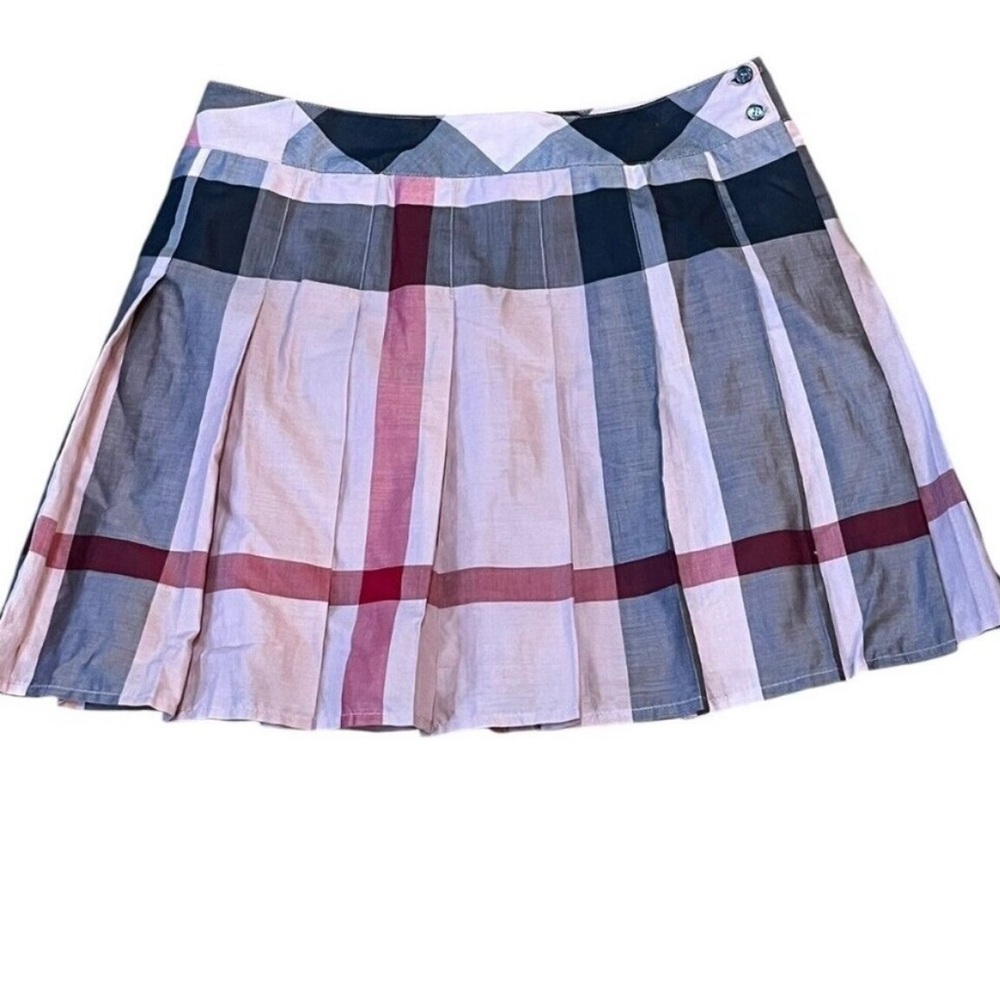 Burberry Girls Youth 14 Plaid Pleat Check Wrap Skirt Pink And Gray 14Y